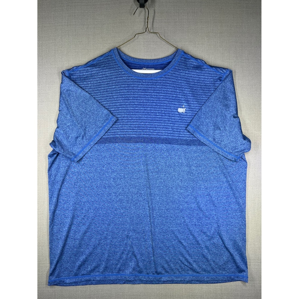 Masters Tech Active Mens XXL Blue Heathered Striped Golf T-Shirt MA120-002